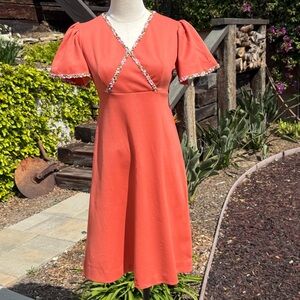 Vintage 1970s Jolie’s Juniors floral embroidered empire waist dress